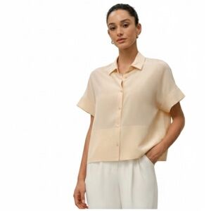 Lilysilk Ivory Casual Short Sleeve Loose Silk Shirt Size Large New Without Tags!